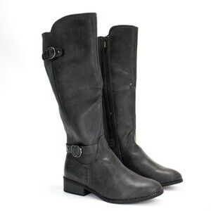 Karen Scott Womens 5.5 M Grey Leandra Faux Leather Knee High Riding Boots NIBZL2